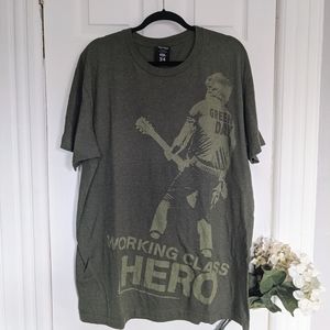 Hard Rock Cafe Green Day T shirt Olive Green Top